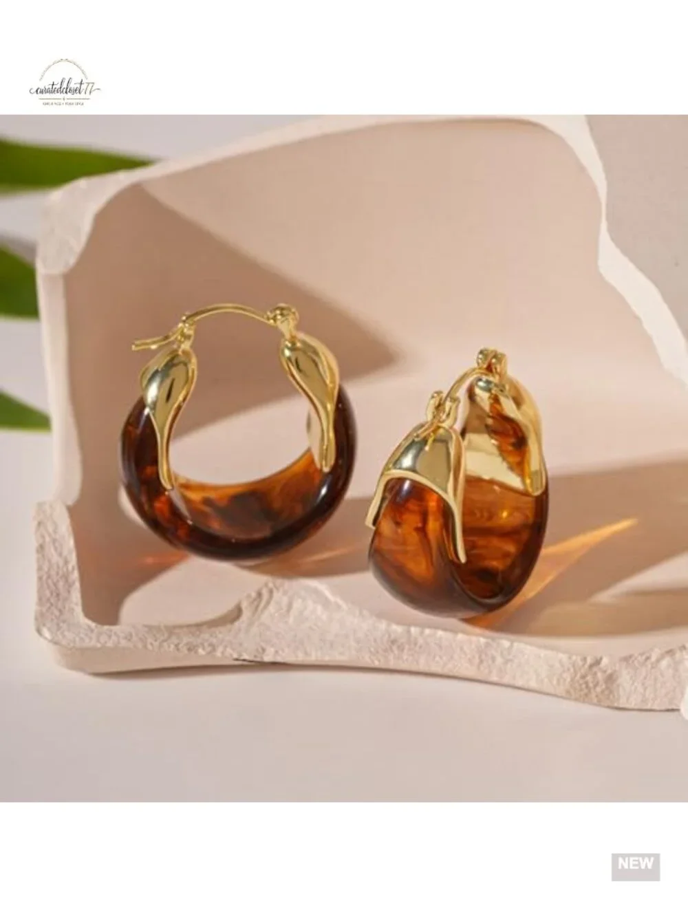 Chunky Acrylic Huggie Earrings Gold Geometric Statement Dangle Earrings